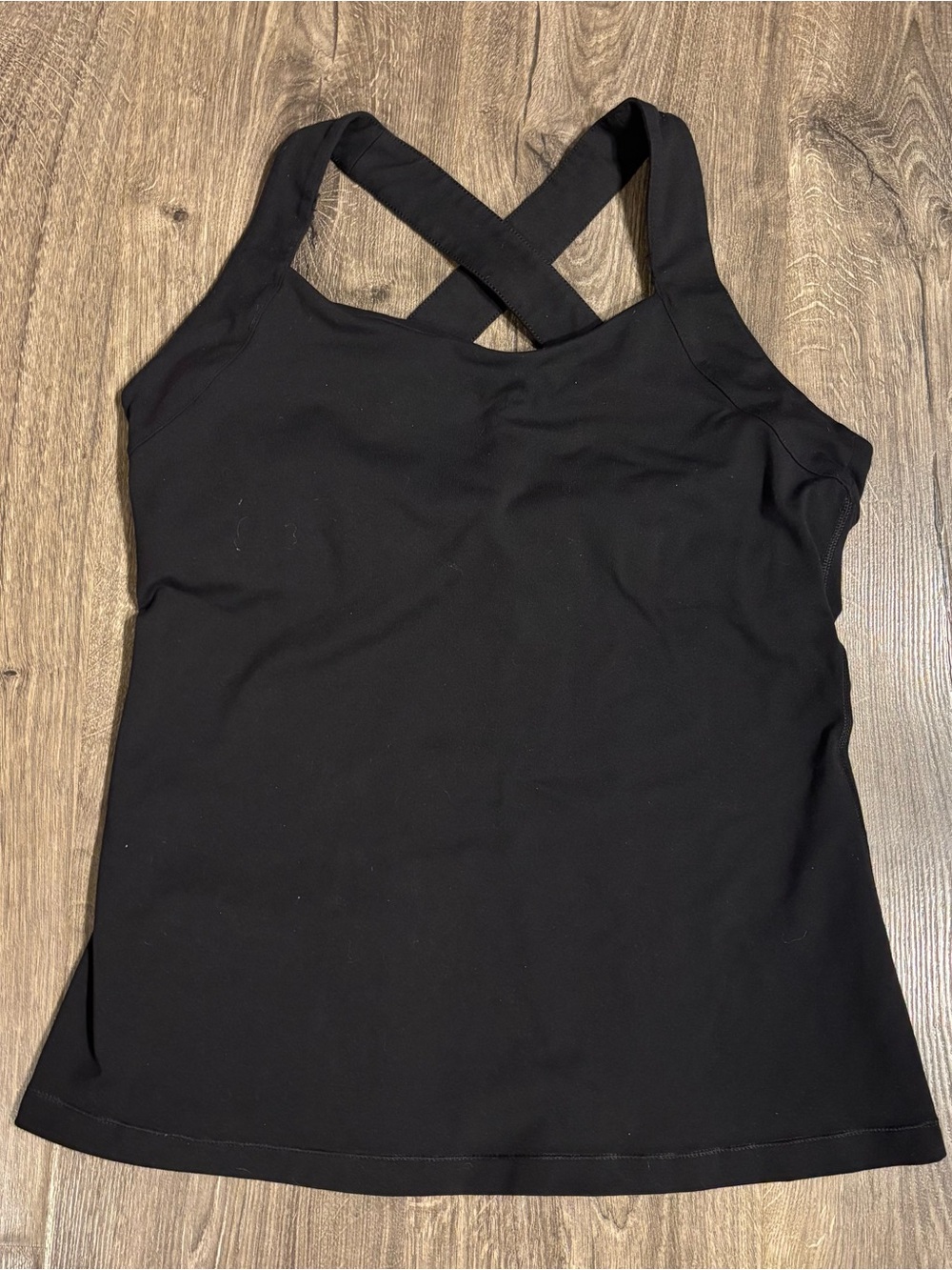 LUCY Black Cooling Mesh Cross-Back Zipper Pocket Active Tank Womens size Large